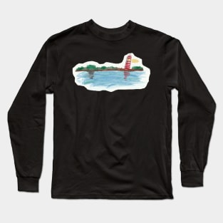 Watercolor Island Lighthouse Long Sleeve T-Shirt